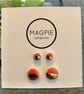 Ceramic button earrings - Coral duo - Image 2
