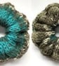 Hand Knitted Hair Scrunchie Bobble Bun Topper Handmade Accessories Teal Green - Image 7