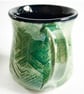 Green Patterned Glazed Mug - Hand Thrown Stoneware Ceramic Mug  - Image 4