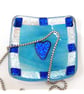 Fused Glass Dichroic Heart Dish 7.5cm Pale Streaky Turquoise Trinket 