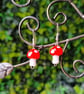 Red Toadstool earrings. Glass