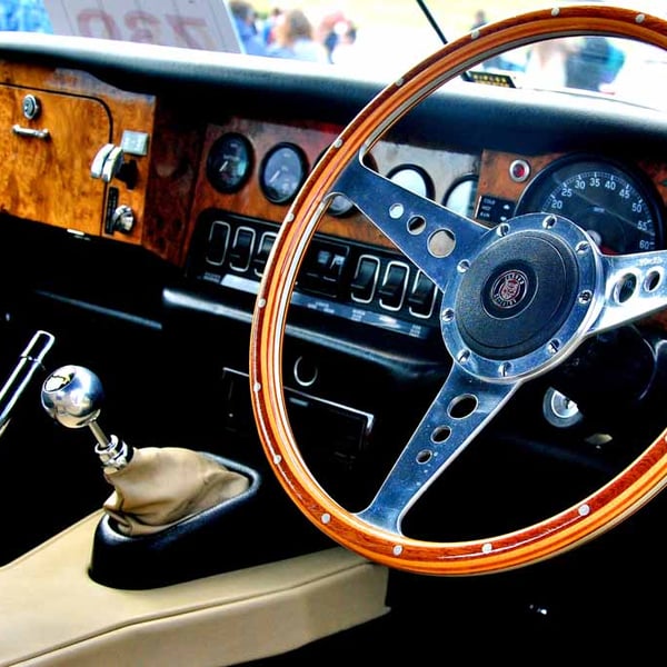 Classic Vintage Jaguar Car Interior Photograph Print