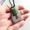 Small Dark Green Sea Glass and Slate Christmas Tree Hanging Decoration