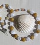 Golden Jade, Clear Quartz & Carnelian Gemstone Chunky Necklace "Oro Sparkle"