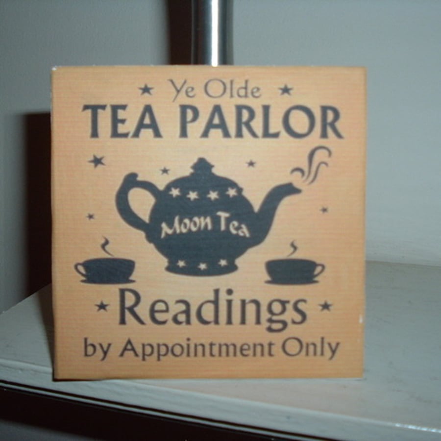 shabby chic distressed tea parlour readings- plaque-halloween