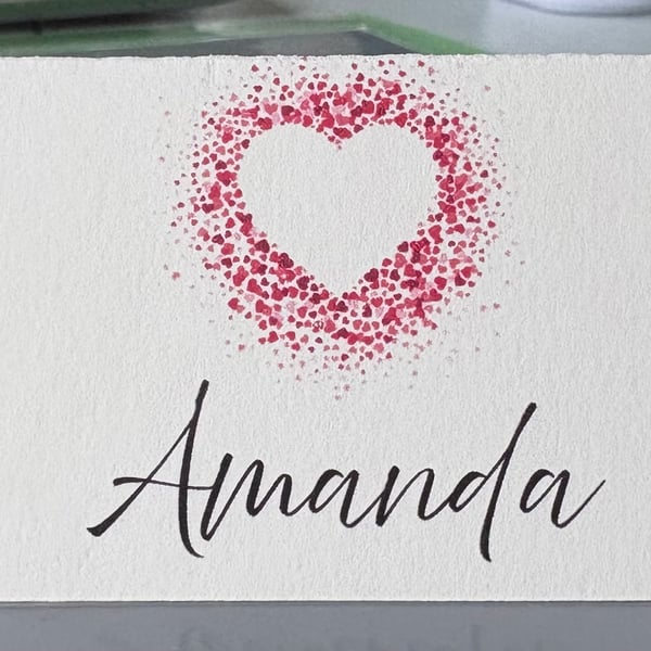 Personalised Printed Wedding Place Cards with Heart Design Custom Guest Names