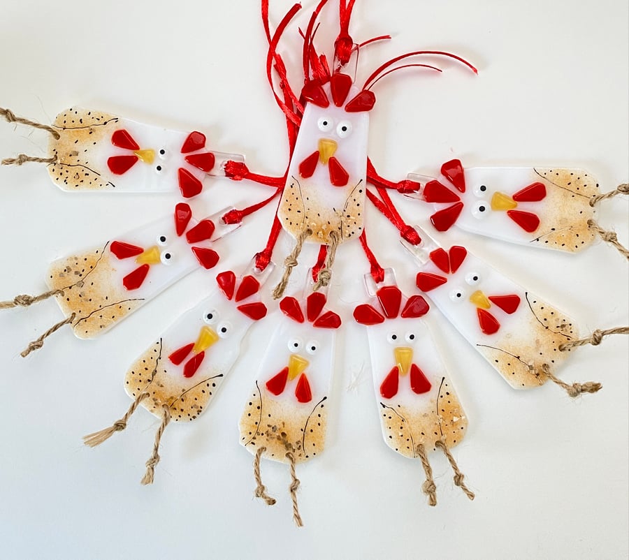  Whimsical Christmas turkey fused glass decoration 