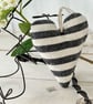 MINI HEART DECORATION - charcoal grey stripes, with lavender