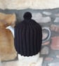 Tea Cosy for Le Creuset Medium Grand 1.3L Tea Pot, Hand Knitted, Solid Black