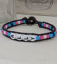 Trans ally bead and black leather bracelet with button fastener, LGBTQ  - Image 3