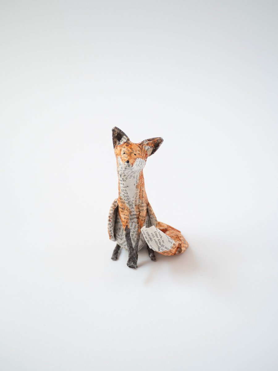 Amie Sitting Paper Mache Fox