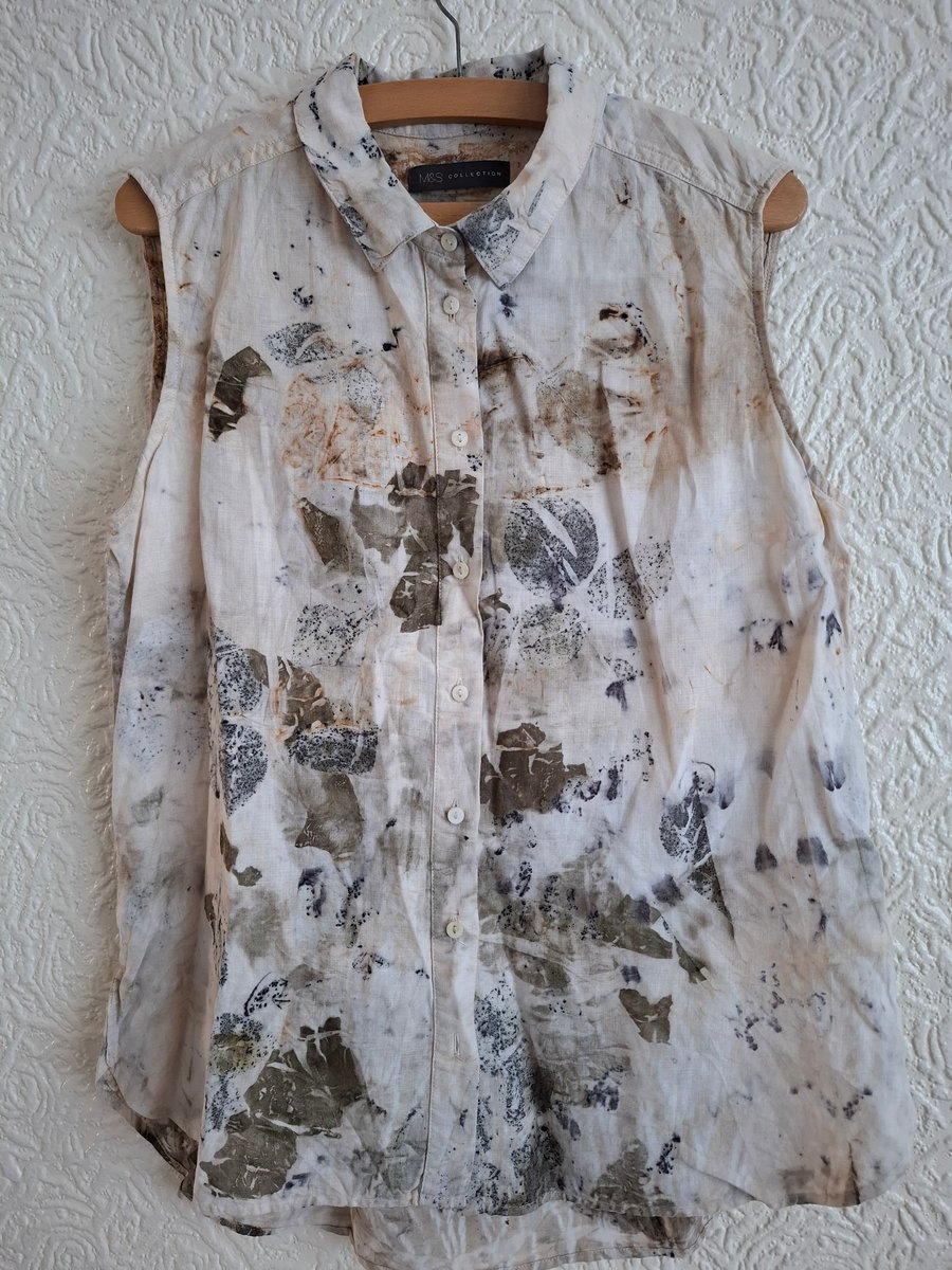 eco print linen shirt