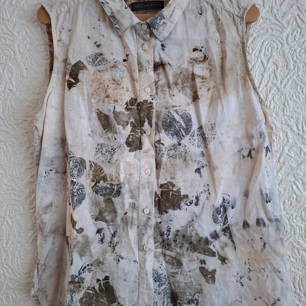 eco print linen shirt