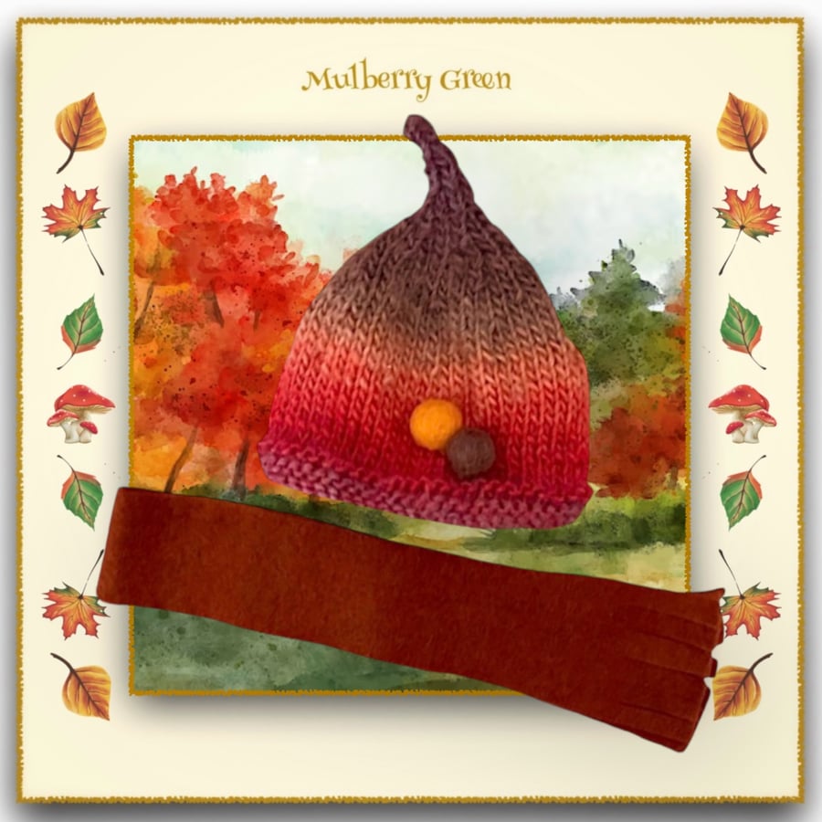 Reserved for Maxine - Shades of Autumn Hat and Scarf Set