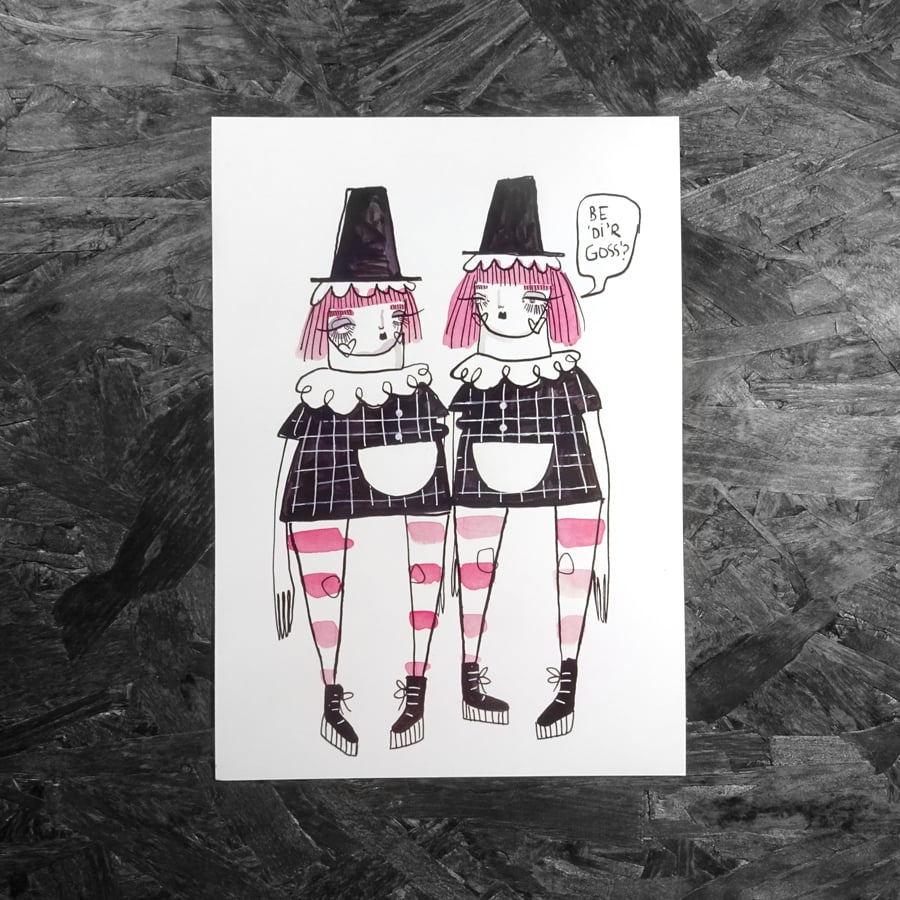 Be di'r goss?- Welsh Lady Small Poster Print