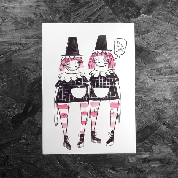 Be di'r goss?- Welsh Lady Small Poster Print