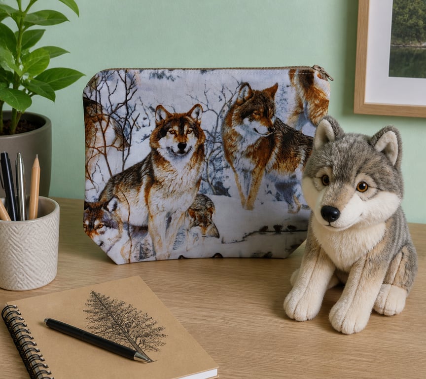 Wolves Pencil Case or Make Up Bag.