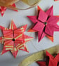Two Origami Christmas Stars: Hanging Decorations (Pink and Orange) - Image 6