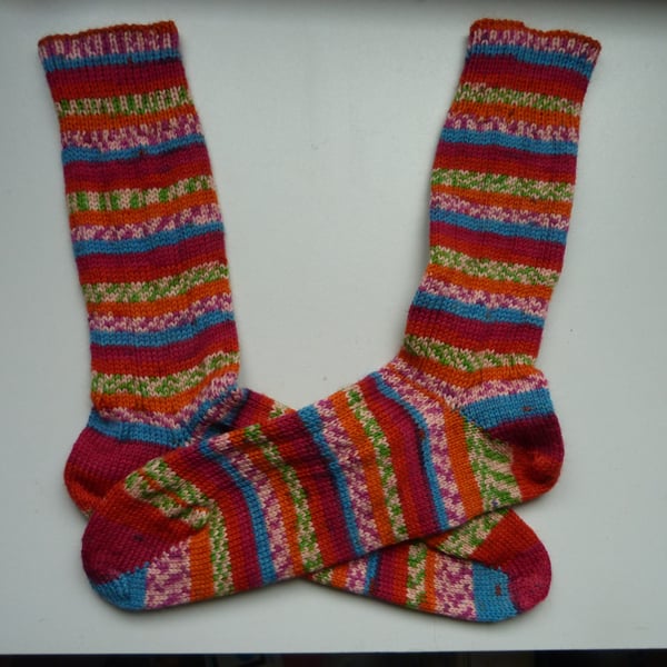 Knitted Ribbed Wool Socks Size 8 to 9