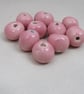10 Small Shell Pink Glazed Clay Beads - Image 4