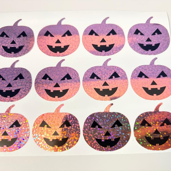 Halloween Rose Gold Glitter Pumpkin Stickers