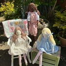 Handmade Cloth Doll with Crocheted Blanket