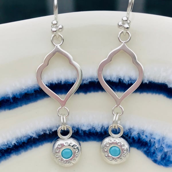 Silver morrocan style drop earrings