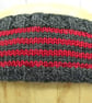 Hand Knitted Adult Headband Grey and Red Cashmere and Merino Small Adult - Image 2