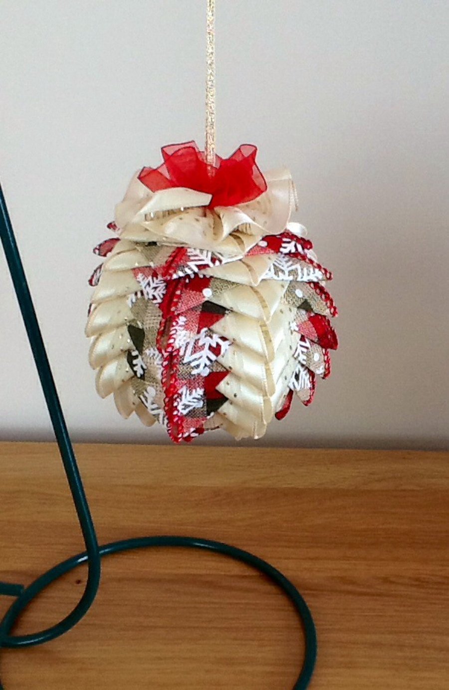 Christmas Hanging Decoration In Festive Ribbon