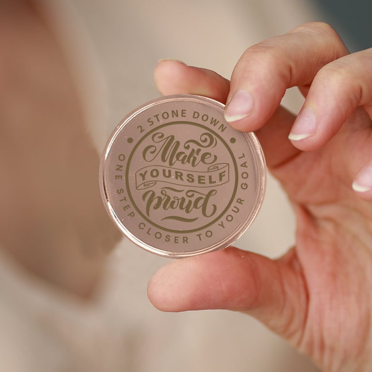 Personalised Weight Loss Milestone Coin – “Make Yourself Proud” – Custom Gift 