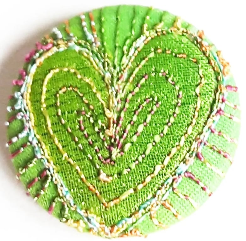 Buttons 1 inch button Hand Dyed Silks and Cottons Free Machine Embroidery Button