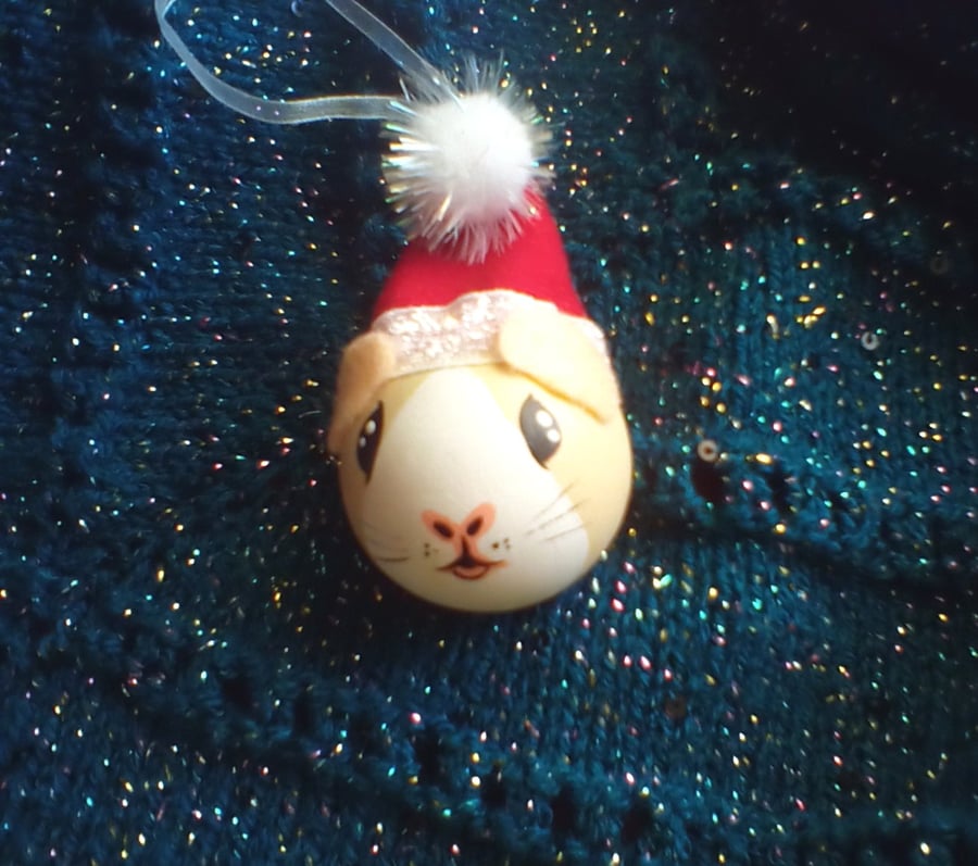 Guinea Pig Christmas Bauble Hanging Decoration x1