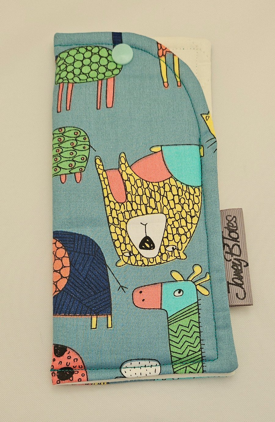 Quirky animal print glasses case. 
