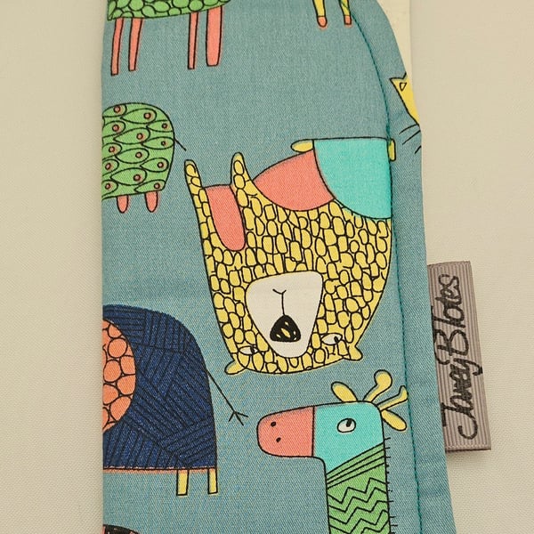 Quirky animal print glasses case. 