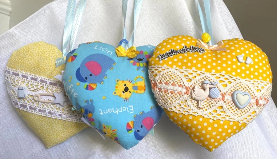 Handmade Safari Animal Heart Hanging Decoration Baby Nursery Gift