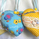 Handmade Safari Animal Heart Hanging Decoration Baby Nursery Gift