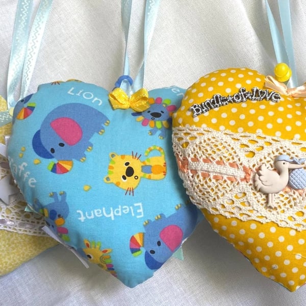 Handmade Safari Animal Heart Hanging Decoration Baby Nursery Gift