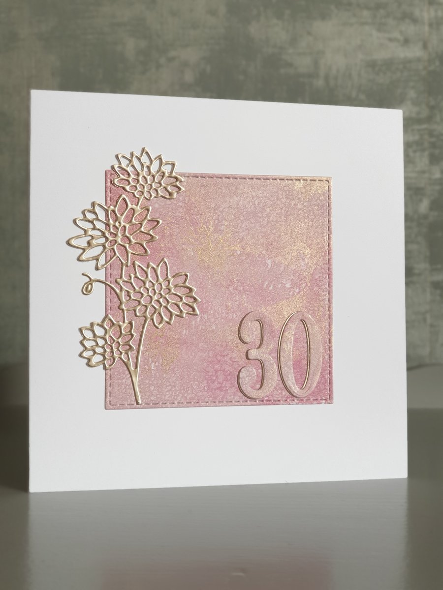 Pink & Gold 30th Birthday Card 