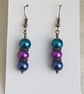 Beautiful Peacock Passion Dark Tone Earrings - Design 2 - Image 2