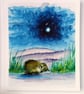 Original hand painted watercolour A3 Poster of a sussex southdowns Hedgehog - Image 3