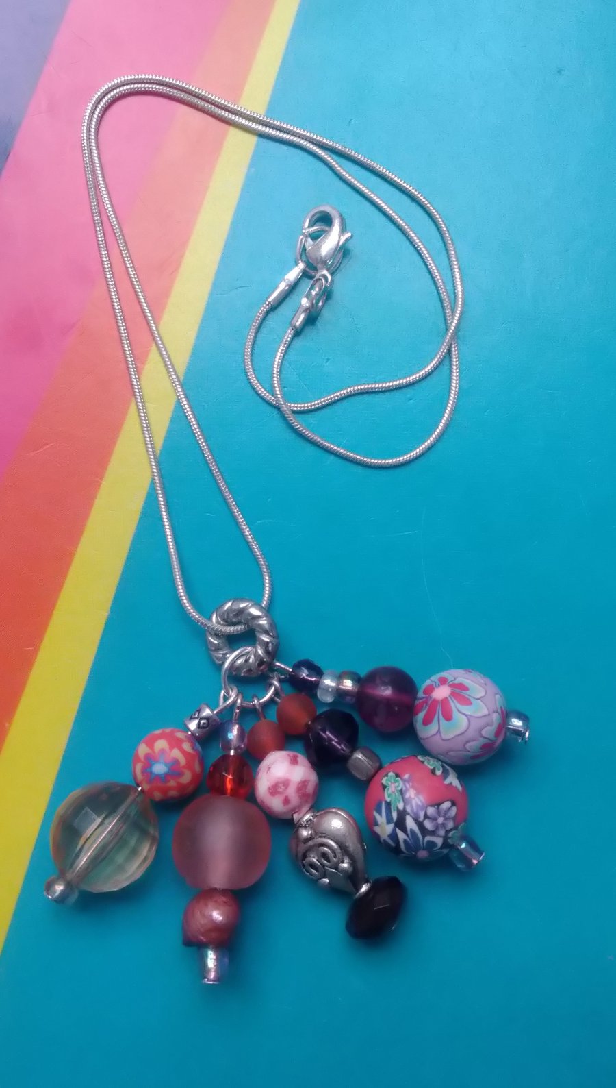 A Gorgeous Cluster of Recycled Beads on a Chain