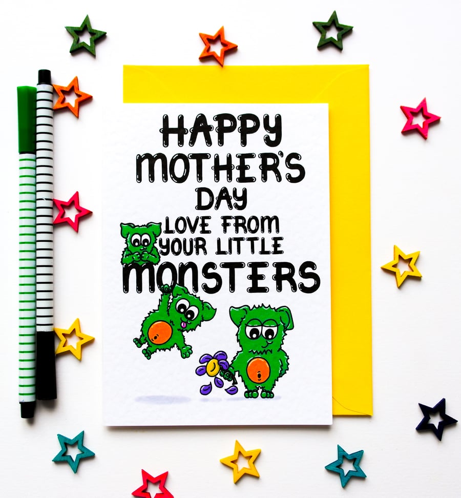 Mother's Day Card From Your Little Monsters For Mummy, Gran, Nanny 