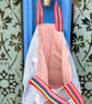 Small countryside duck tote bag - calm grey-blue outer and rainbow webbing - Image 4