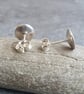 Grey enamel earrings, Monochrome, Circle studs - Image 4