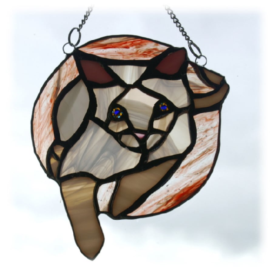 Siamese Cat Suncatcher Stained Glass Apricot