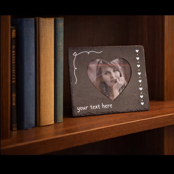24cm x 19cm Slate photo frame (heart)