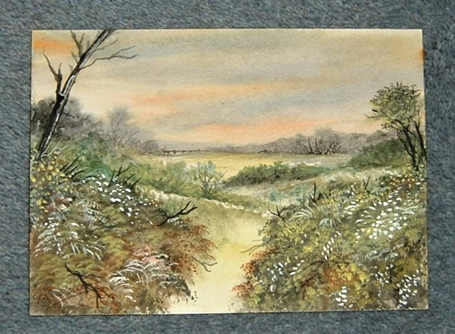 original art watercolour landscape painting ( ref F 755 F5 )