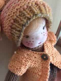 knitted rag doll - saffron