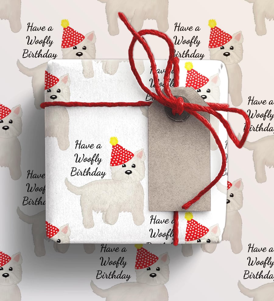 Westie west highland terrier birthday gift wrap
