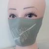 Handmade 3 layers light grey leaf reusable adult face mask.